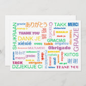 Fröhliche farbenfrohe mehrsprachige Dankeskarte (Vorne/Hinten)