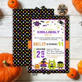 Fröhliche farbenfrohe Monster Halloween Einladung