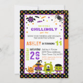 Fröhliche farbenfrohe Monster Halloween Einladung (Vorderseite)