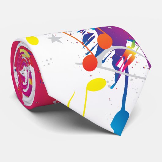 fröhliche farbenfrohe Musiknoten Paint Spritzer Krawatte (Gerollt)