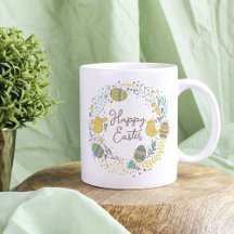 Fröhliche farbenfrohe Ostern Küken & Kranz