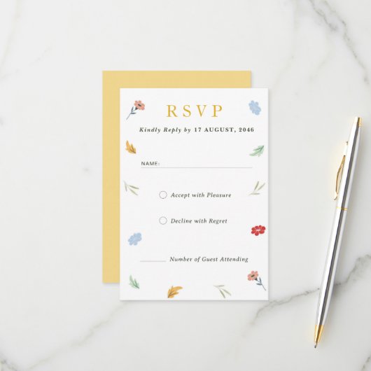 Fröhliche, farbenfrohe UAWG RSVP Karte (Vorderseite/Rückseite Beispiel)