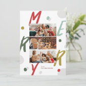 Fröhliche, farbenfrohe Weihnachtsfotokarten Feiertagskarte (Stehend Vorderseite)