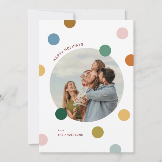 Fröhliche, farbenfrohe Weihnachtsfotokarten Feiertagskarte (Vorderseite)