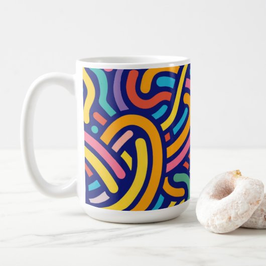 Fröhliche Farbpattern-Tasse Kaffeetasse (Mit Donut)