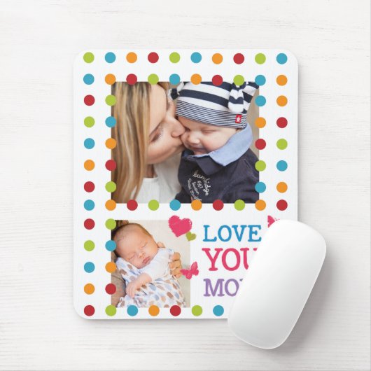 Fröhliche Farbtupfer Dots Custom Foto Liebe Mama Mousepad (Mit Mouse)