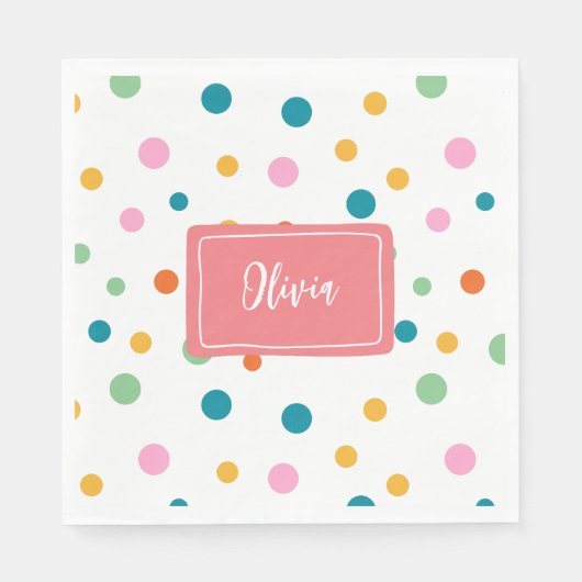 Fröhliche Farbtupfer Personalisiert Serviette (Vorderseite)