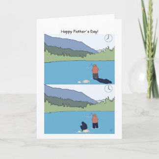 Fröhliche Father's Day Fishing Card - Funny Cartoo Karte