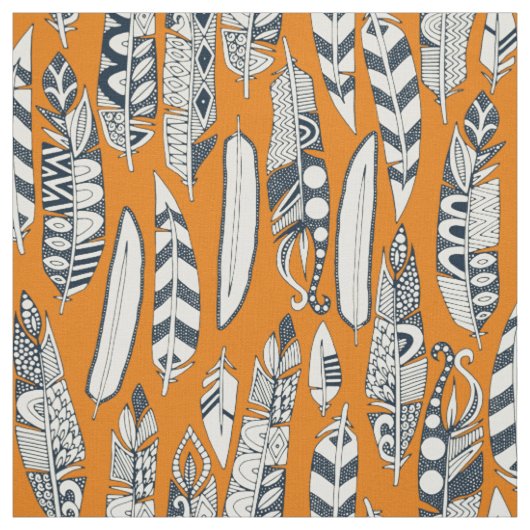 Fröhliche Federn Orange Stoff (Muster)