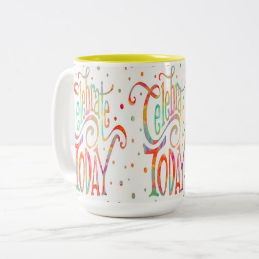 Fröhliche Feier heute Kaffeepause Tasse (Vorderseite Links)