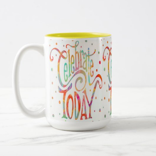 Fröhliche Feier heute Kaffeepause Tasse (Links)