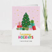 Fröhliche Feiertage Bäume und Geschenke in Pastell (Vorderseite)