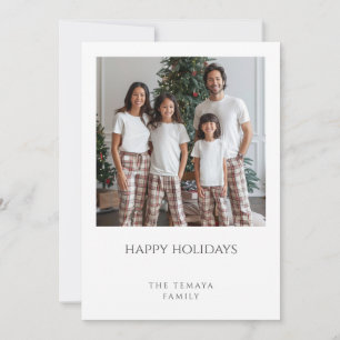 Fröhliche Feiertage Familienfoto Karierte Pyjamas Feiertagskarte