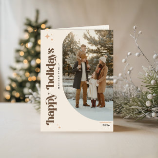 Fröhliche Feiertage Familienfoto Retro-Weihnachten Feiertagskarte