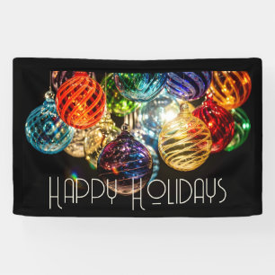 Fröhliche Feiertage Farbige Weihnachtsbeleuchtung Banner