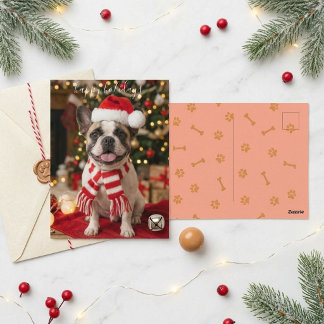 Fröhliche Feiertage Festlicher Frenchie Weihnachte Postkarte