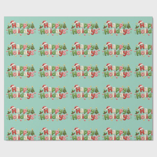 Fröhliche Feiertage Geschenkpapier (Flach)