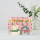 Fröhliche Feiertage Katzen Postkarte (Stehend Vorderseite)