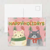 Fröhliche Feiertage Katzen Postkarte (Vorne/Hinten)
