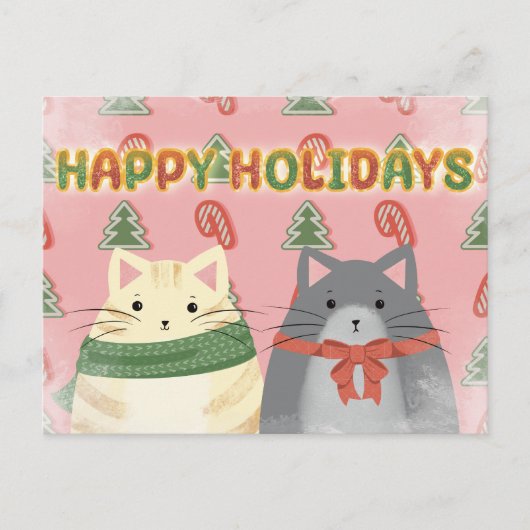 Fröhliche Feiertage Katzen Postkarte (Vorderseite)
