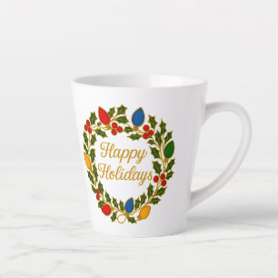 Fröhliche Feiertage Kranz Weihnachtslichter und St Milchtasse