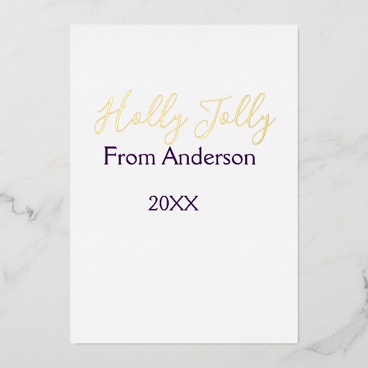 Fröhliche Feiertage Name Familie Jahr lila s (Vorderseite)