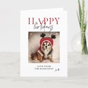 Fröhliche Feiertage Personalisiertes Hunde-Foto Fa Feiertagskarte