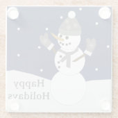 Fröhliche Feiertage Schneemann mit Handschuhen Glasuntersetzer (Rückseite)