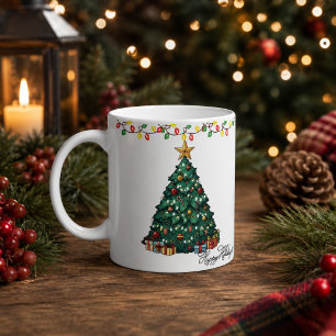 Fröhliche Feiertage Weihnachtsbaum Kaffeetasse