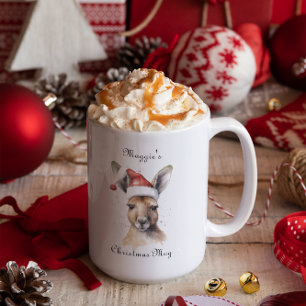 Fröhliche Feiertage, Weihnachtskänguru individuell Zweifarbige Tasse