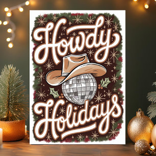 Fröhliche Feiertage Western Cowboy Disco Ball Weih Feiertagskarte
