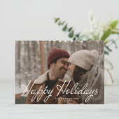 Fröhliche Feiertage Winterblumen Foto Feiertagskarte (Stehend Vorderseite)