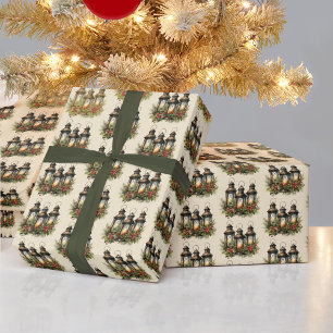Fröhliche Feiertage Winterlaternen Geschenkpapier