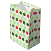 Fröhliche Feiertagspunkte Mittlere Geschenktüte (Rückseite Schrägansicht)
