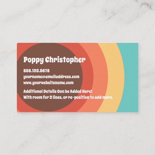 Fröhliche, feine, moderne Retro-Farbkrümmer Visitenkarte (Rückseite)