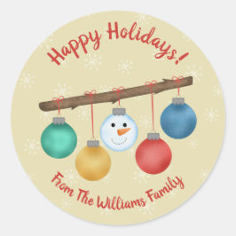 Fröhliche Ferien bunte Baum-Ornamente personalisie Runder Aufkleber