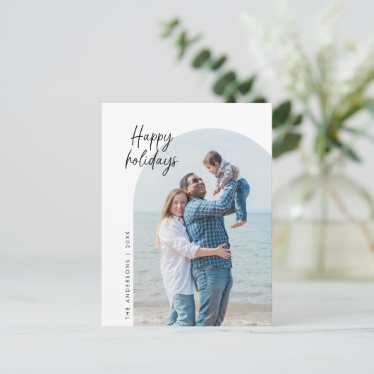 Fröhliche Ferien, Foto, Bogenrahmen, Gruß Postkarte (Stehend Vorderseite)