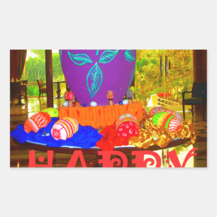 Fröhliche Festliche Frühlings-Osterzeit Bunte Eier Rechteckiger Aufkleber