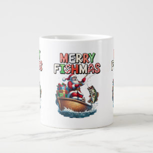 Fröhliche Fisch-Weihnacht Santa Angelfreunde Lusti Jumbo-Tasse