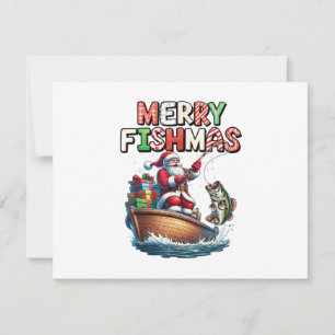 Fröhliche Fisch-Weihnacht Santa Angler Lustiger Fi Save The Date