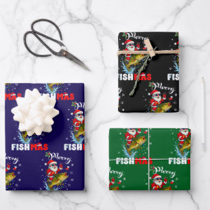Fröhliche Fisch-Weihnachten Angel-Weihnachtsgesche Geschenkpapier Set