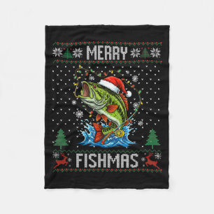 Fröhliche Fisch-Weihnachten B Fisch Angel Weihnach Fleecedecke
