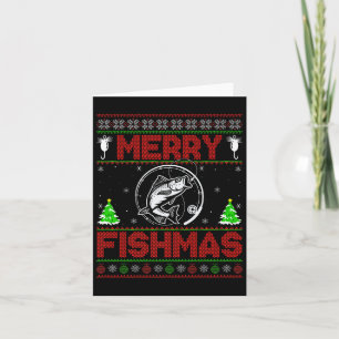 Fröhliche Fisch-Weihnachten B Fisch Angeln hässlic Karte