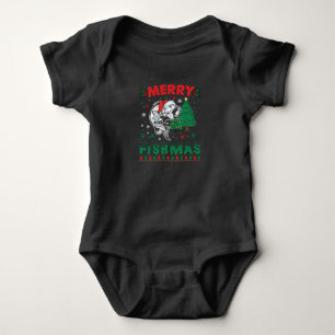 Fröhliche Fisch-Weihnachten Fisch-Angeln Vater Fis Baby Strampler