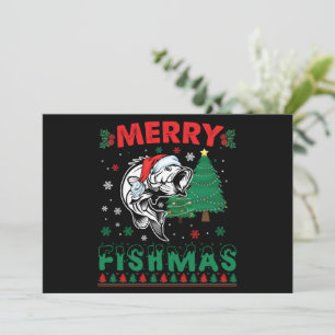 Fröhliche Fisch-Weihnachten Fisch-Angeln Vater Fis Einladung