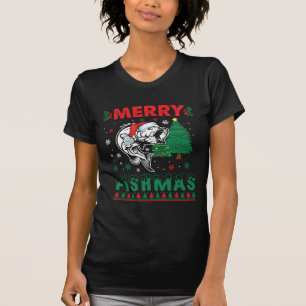 Fröhliche Fisch-Weihnachten Fisch-Angeln Vater Fis T-Shirt