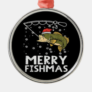Fröhliche Fisch-Weihnachten Fisch-Angeln Weihnacht Ornament Aus Metall