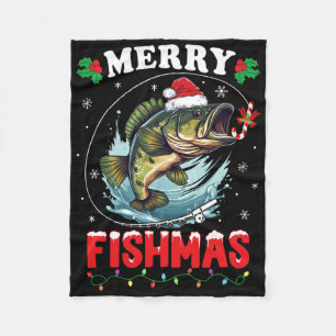 Fröhliche Fisch-Weihnachten Fisch Lustiger Angel-W Fleecedecke