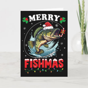 Fröhliche Fisch-Weihnachten Fisch Lustiger Angel-W Karte