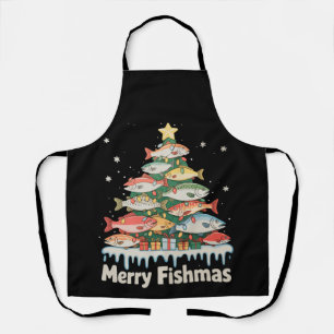 Fröhliche Fisch-Weihnachten Fisch-Weihnachtsbaum-L Schürze